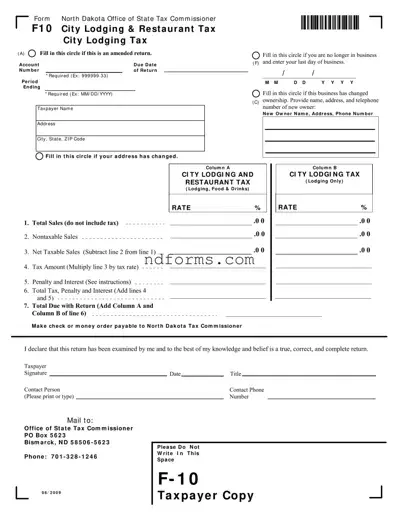 Printable F10 North Dakota Template