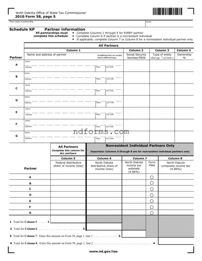 Printable North Dakota 58 Template